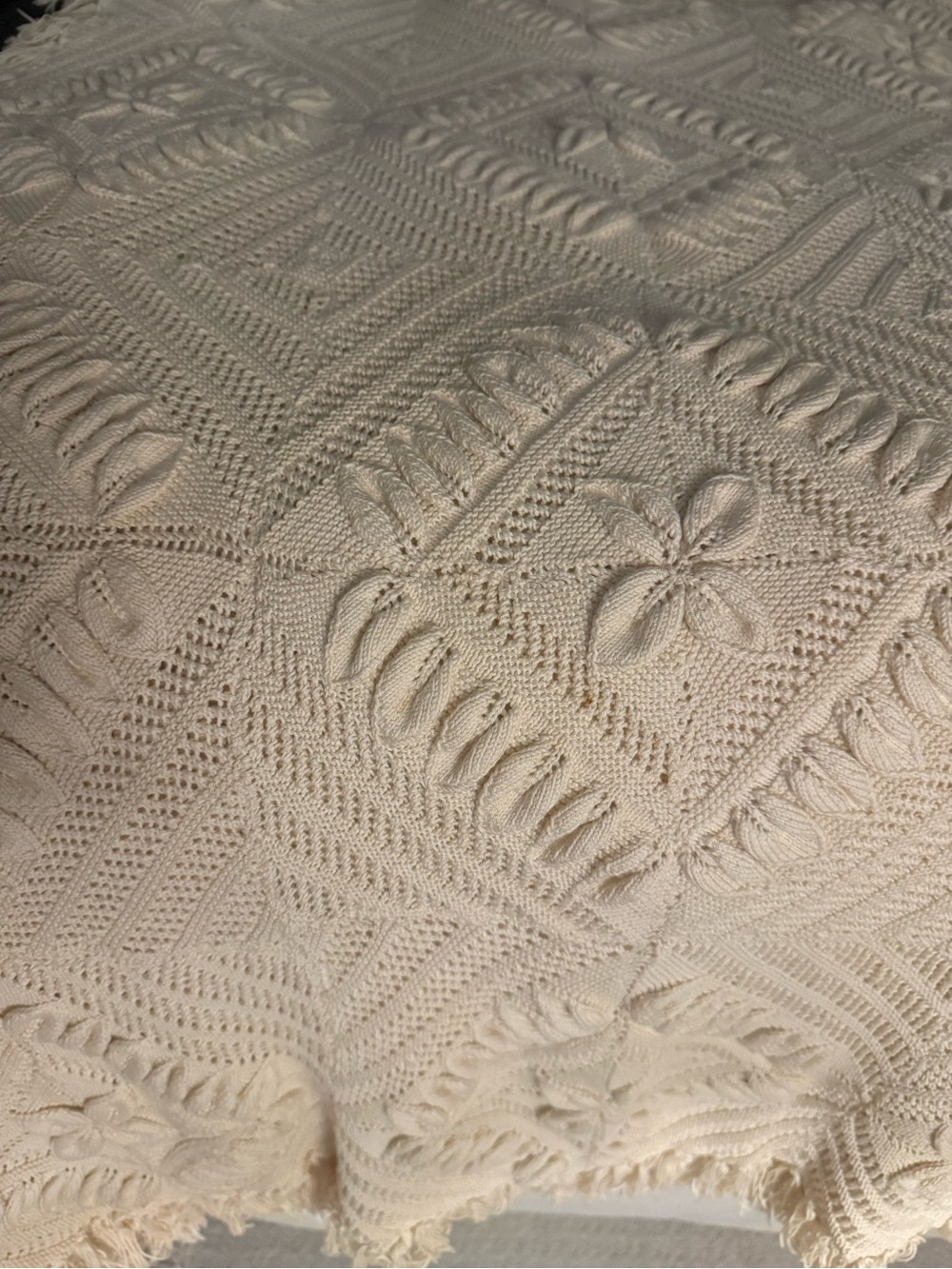 Vintage Nantucket handmade knit bedspread coverlet blanket oversized King